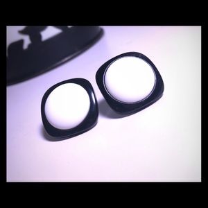 Retro Chic Black & White Resin Stud Earrings